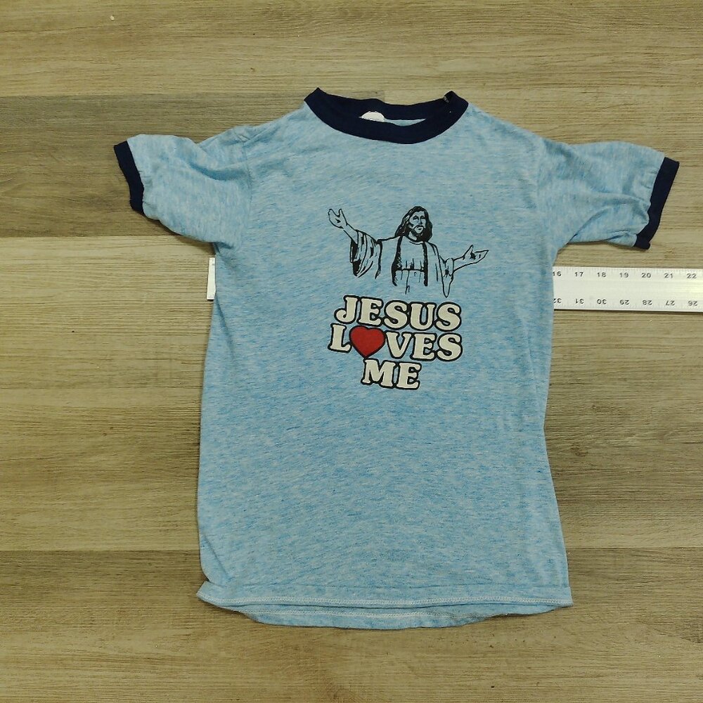 vintage dead stock Christian ringer tee, size M